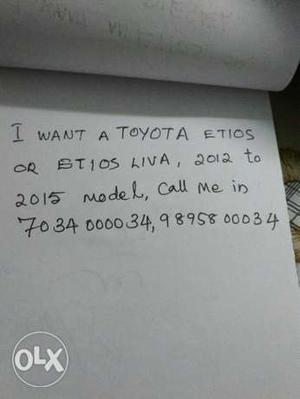 Toyota Etios diesel  Kms  year