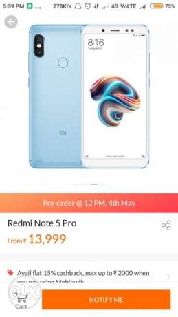 4/64 mobile sealed pack ReDmi Note 5 pro is