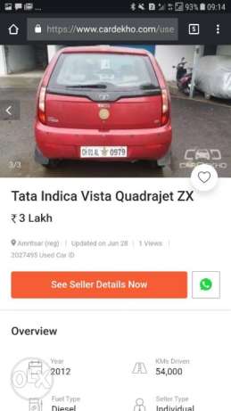  Tata Indica Vista diesel  Kms