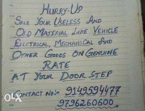 Sale ur old useless material at genuine rate