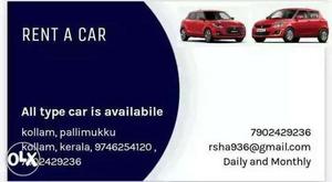 RENT A CAR IN KOLLAM All Type CAR is availabile