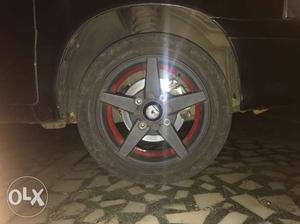 Alloy wheel with tyres with bill run only  kms