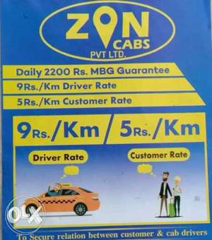 Attach your cab with zoncabs and earn up-to rs  per day