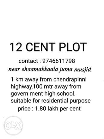 12 cent plot near chamakkala juma masjid,1 km